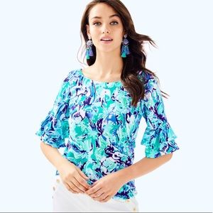 XL Lula top in Tropical Turquoise Elephant Appeal